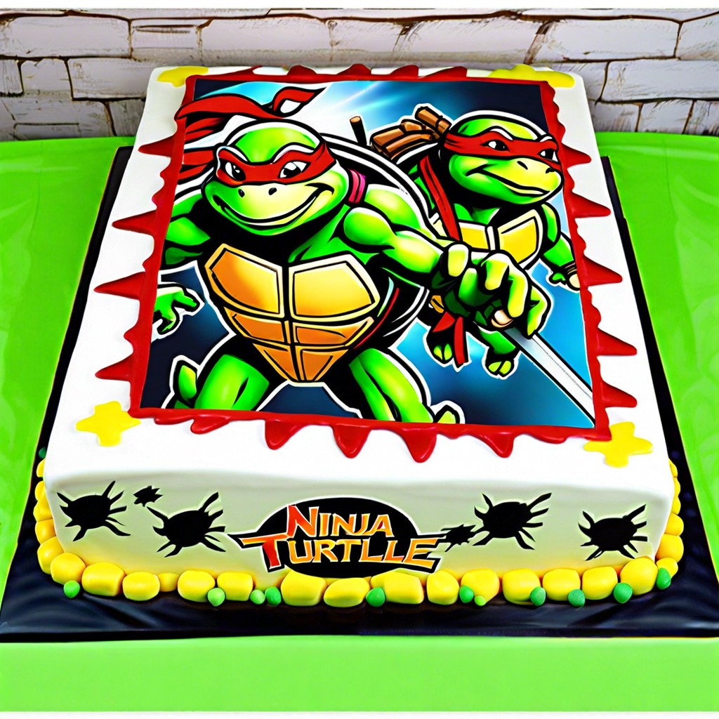 comic strip cake decorate with edible prints of classic ninja turtle comic strips