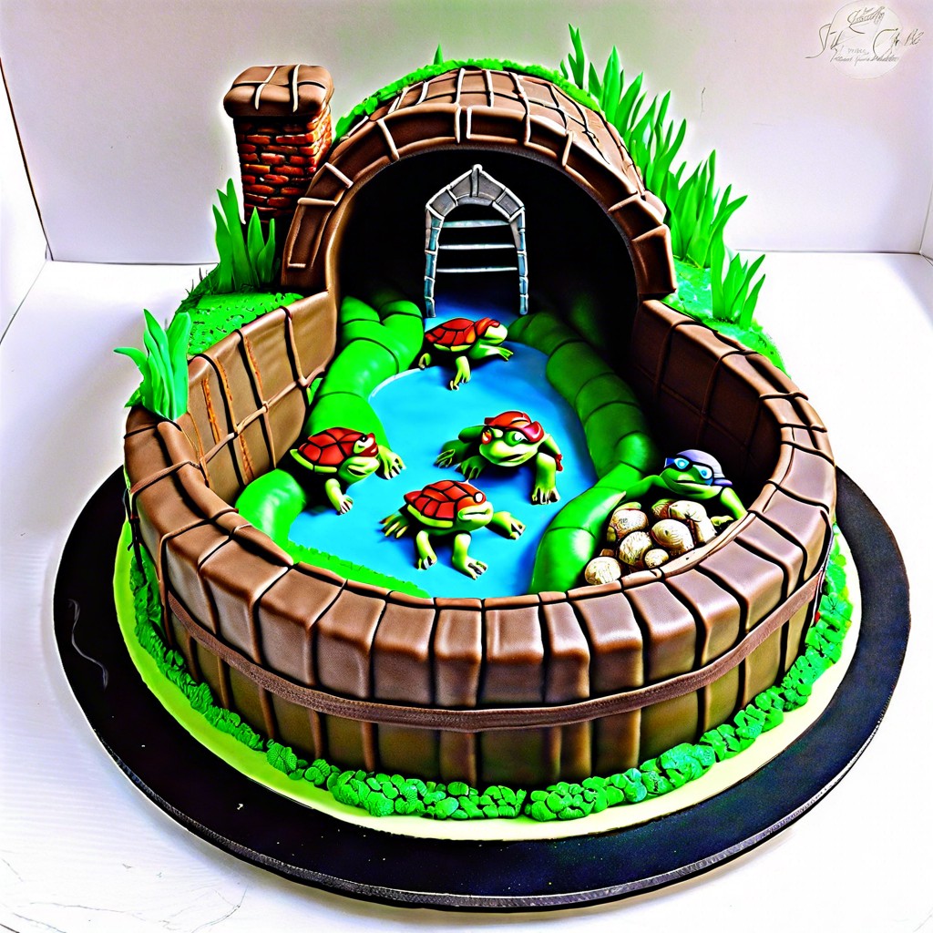 sewer lair adventure cake recreate a turtles sewer home base with layers and tunnels