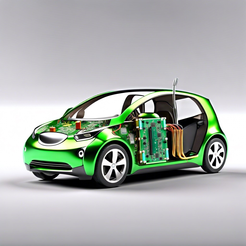 electric car with circuit board and battery elements