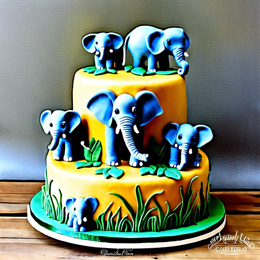 elephant parade cake cake featuring a fondant elephant family walking in line