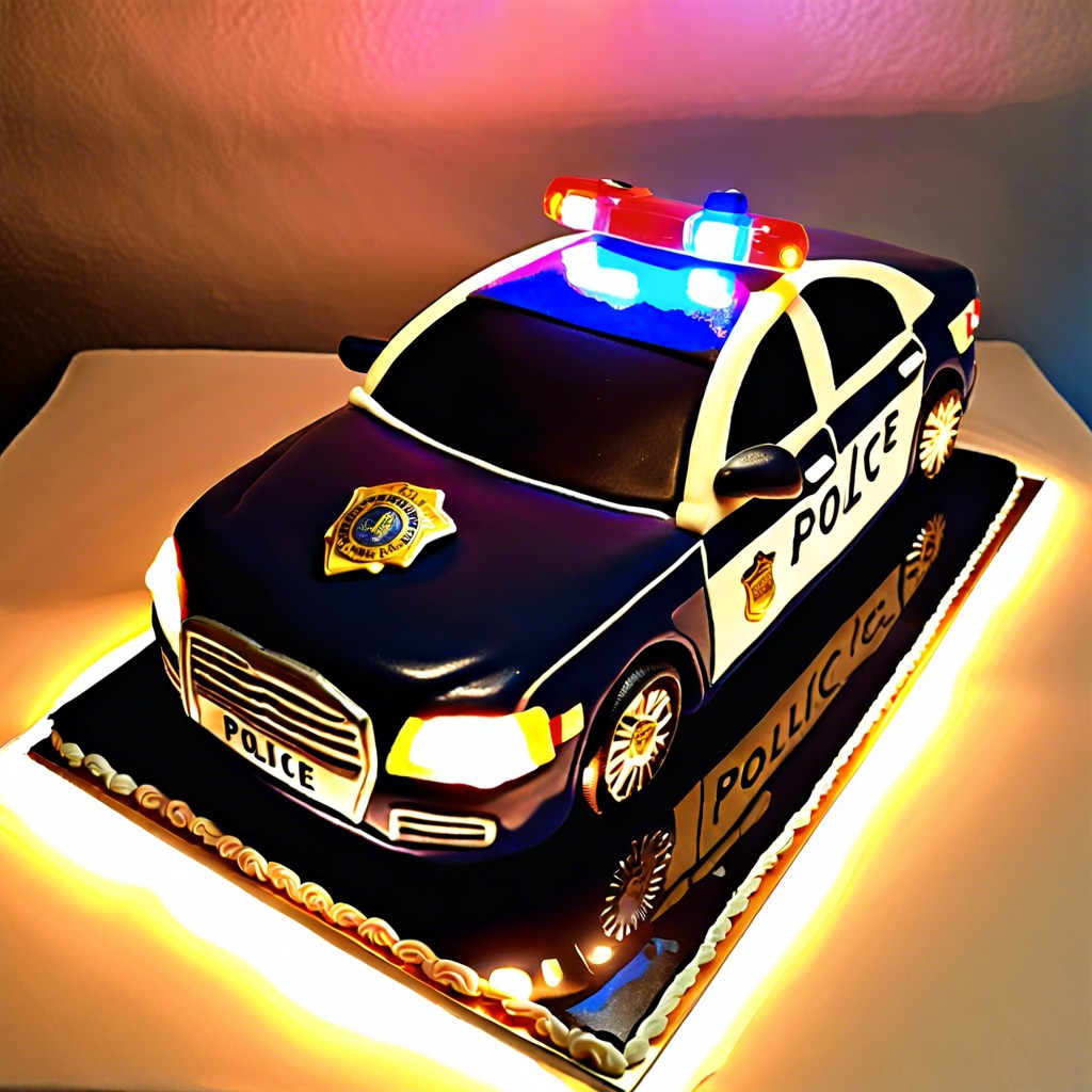 police car with flashing light effects using led cake toppers