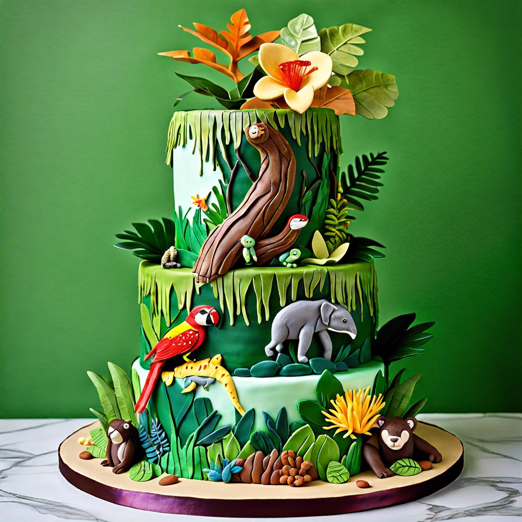 rainforest layer cake multi flavored layers representing different levels of the rainforest