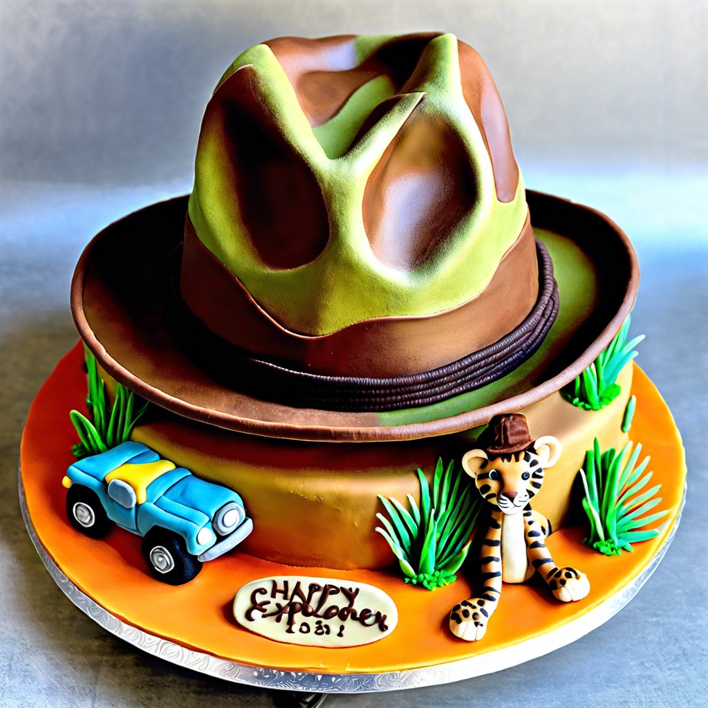 safari hat cake cake shaped and decorated like a classic safari explorers hat