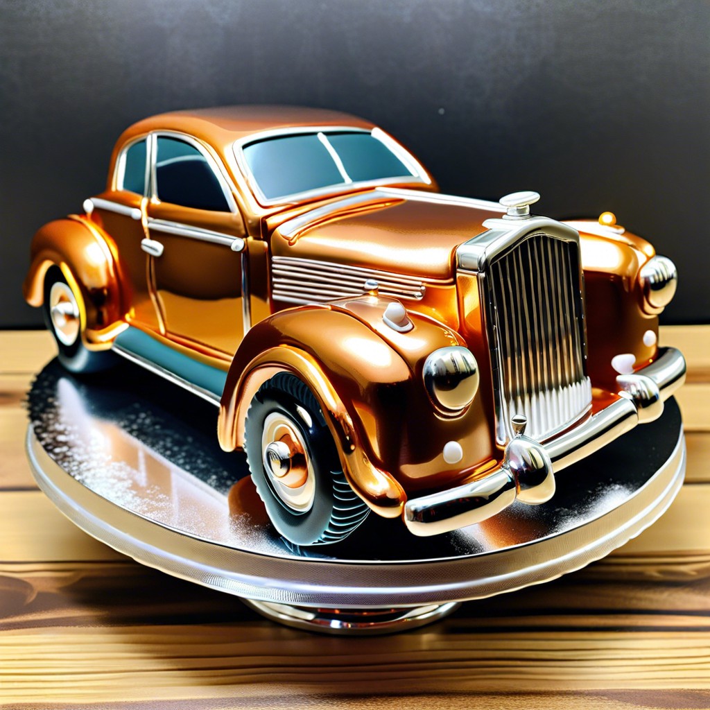 vintage car with edible chrome details